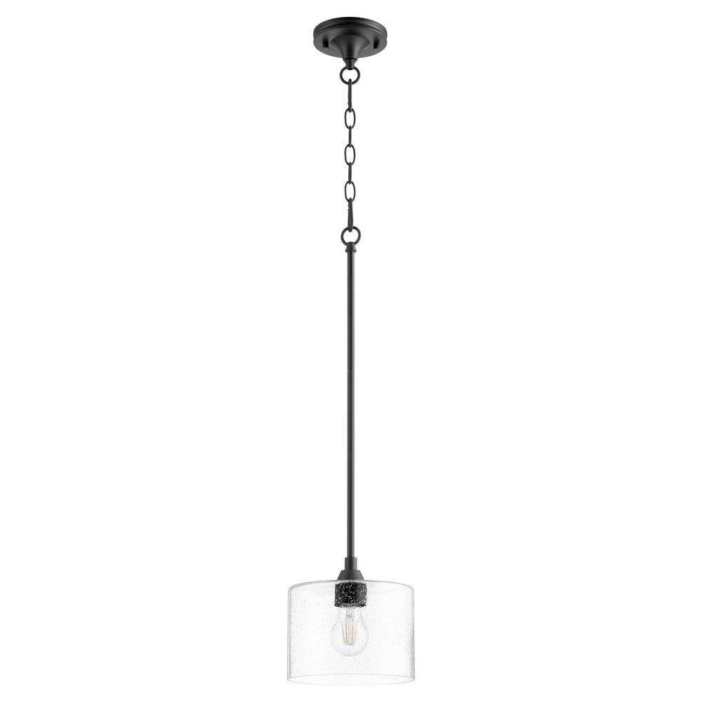 Quorum International Noir 8 in. 100W 1-Light Medium E-26 Incandescent Clear Seeded Glass Pendant 