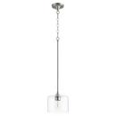 Quorum International Satin Nickel 8 in. 100W 1-Light Medium E-26 Incandescent Clear Seeded Glass Pendant 