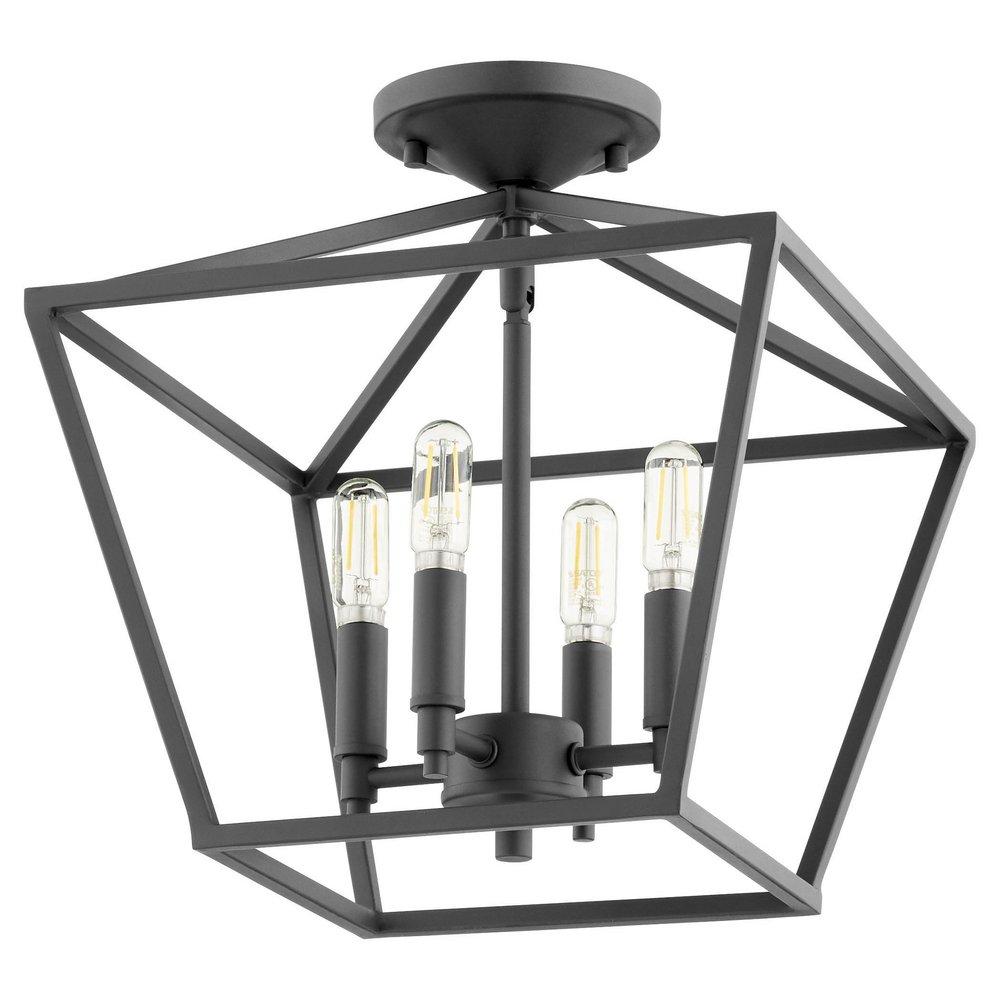 Quorum International Noir 60W 4-Light Candelabra E-12 Semi-Flush Mount Ceiling Fixture 
