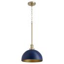 Quorum International Blue/Aged Brass 100W 1-Light Medium E-26 Clear Glass Pendant 