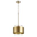 Quorum International Aged Brass 10-1/2 in. 100W 1-Light Medium E-26 Incandescent Clear Glass Pendant 