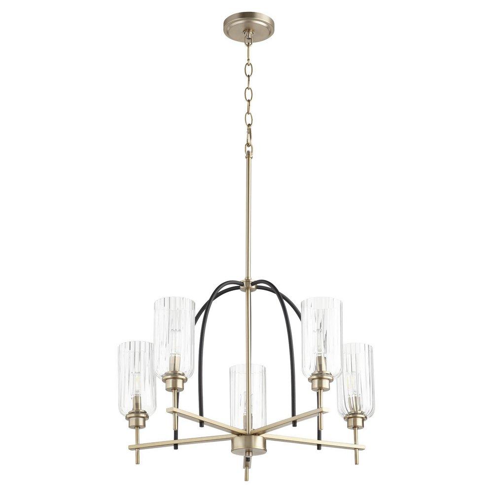 Quorum International Noir/Aged Brass 60W Candelabra E-12 Incandescent Chandelier in Noir with Aged Brass 