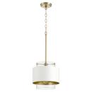10-1/2 in. 100W 1-Light Medium E-26 Incandescent Clear Glass Pendant in Aged Brass with Studio White