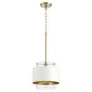 Quorum International Aged Brass/Studio White 10-1/2 in. 100W 1-Light Medium E-26 Incandescent Clear Glass Pendant 