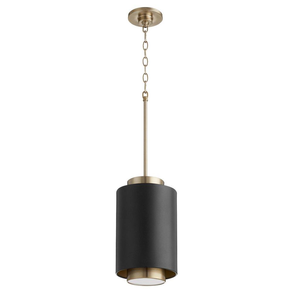 Quorum International Noir/Aged Brass 8 in. 100W 1-Light Medium E-26 Incandescent Pendant 