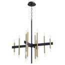 Quorum International Noir/Aged Brass 40W Candelabra E-12 Chandelier in Noir with Aged Brass 