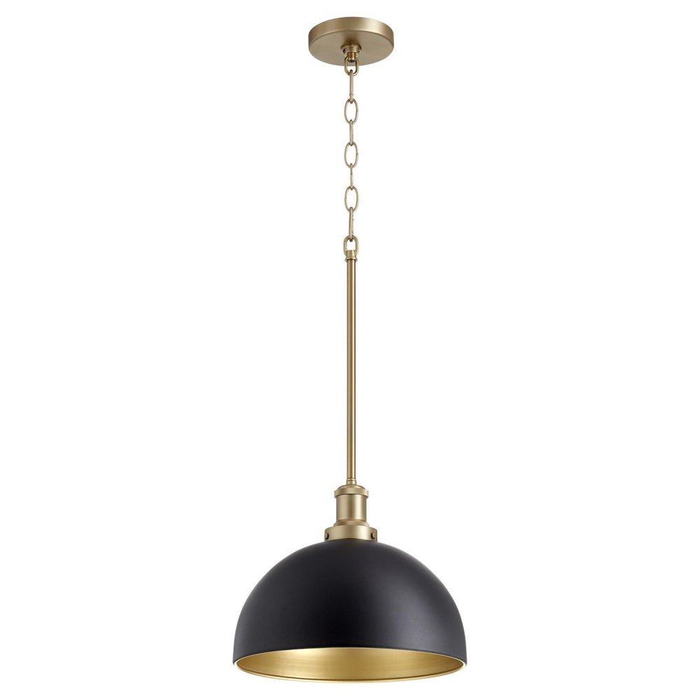 Quorum International Noir/Aged Brass 100W 1-Light Medium E-26 Clear Glass Pendant 