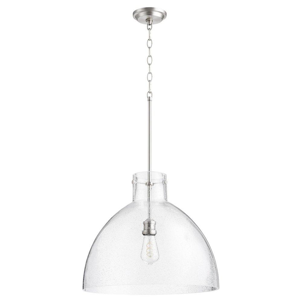 Quorum International Satin Nickel 60W 1-Light Medium E-26 Clear Seeded Glass Pendant 