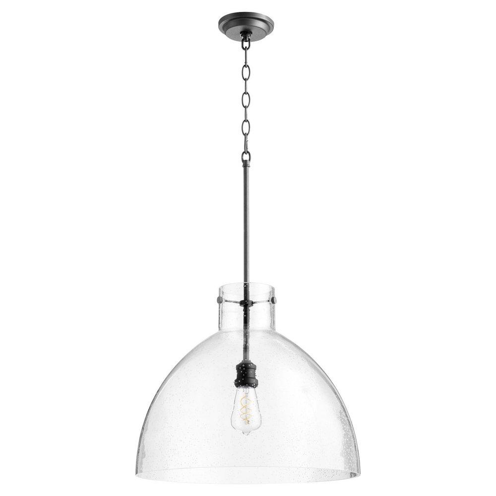 Quorum International Noir 60W 1-Light Medium E-26 Clear Seeded Glass Pendant 