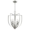 Quorum International Satin Nickel 60W 5-Light Candelabra E-12 Incandescent Clear Seeded Glass Pendant 