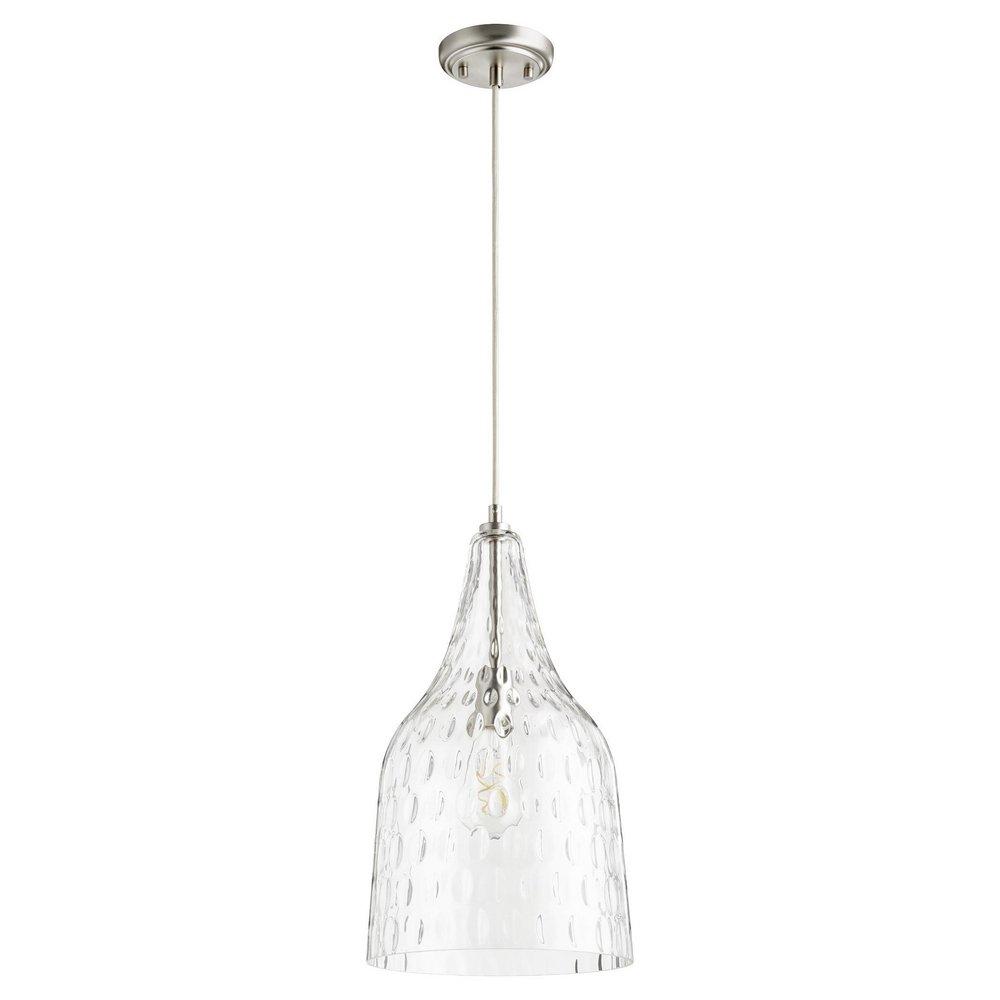 Quorum International Satin Nickel 10 in. 60W 1-Light Medium E-26 Incandescent Clear Glass Pendant 