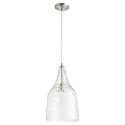 10 in. 60W 1-Light Medium E-26 Incandescent Clear Glass Pendant in Satin Nickel