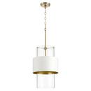 12 in. 100W 1-Light Medium E-26 Incandescent Clear Glass Pendant in Aged Brass with Studio White