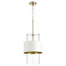 Quorum International Aged Brass/Studio White 12 in. 100W 1-Light Medium E-26 Incandescent Clear Glass Pendant 