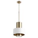 Quorum International Studio White/Aged Brass 12 in. 100W 1-Light Medium E-26 Incandescent Pendant 