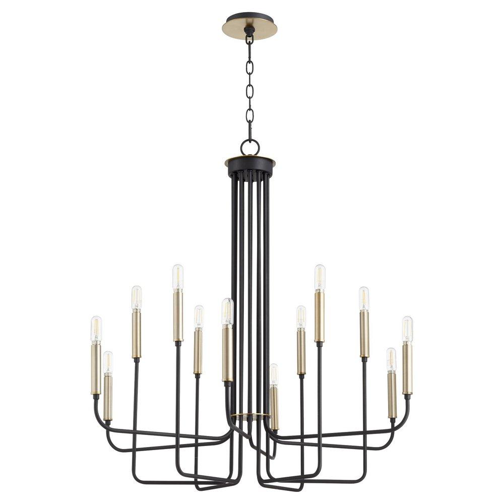 Quorum International Noir/Aged Brass 60W 12-Light Candelabra E-12 Chandelier 