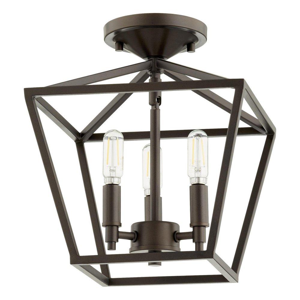 Quorum International Oiled Bronze 60W 3-Light Candelabra E-12 Semi-Flush Mount Ceiling Fixture 