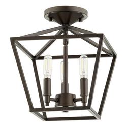 60W 3-Light Candelabra E-12 Semi-Flush Mount Ceiling Fixture in Oiled Bronze