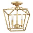 Quorum International Gold Leaf 60W 3-Light Candelabra E-12 Semi-Flush Mount Ceiling Fixture 