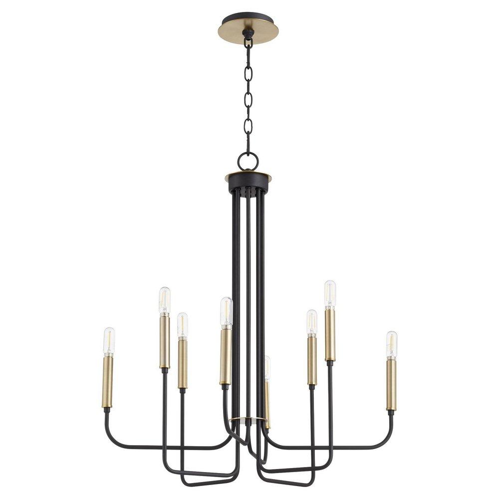 Quorum International Noir/Aged Brass 60W 8-Light Candelabra E-12 Chandelier 