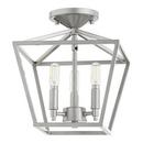 Quorum International Classic Nickel 60W 3-Light Candelabra E-12 Semi-Flush Mount Ceiling Fixture 