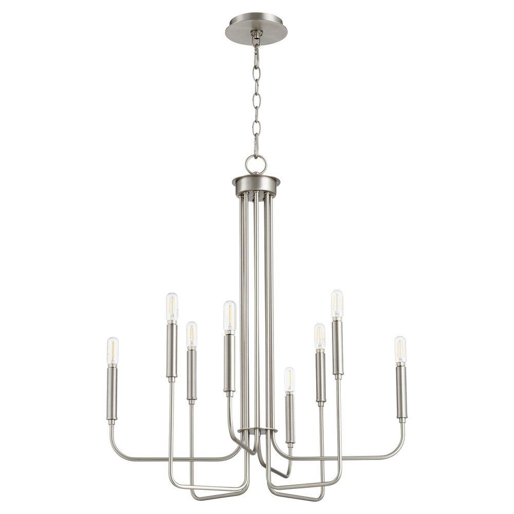 Quorum International Satin Nickel 60W 8-Light Candelabra E-12 Chandelier 