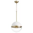 Quorum International Studio White/Aged Brass 12-3/4 in. 60W 1-Light Medium E-26 Incandescent Clear Glass Pendant 