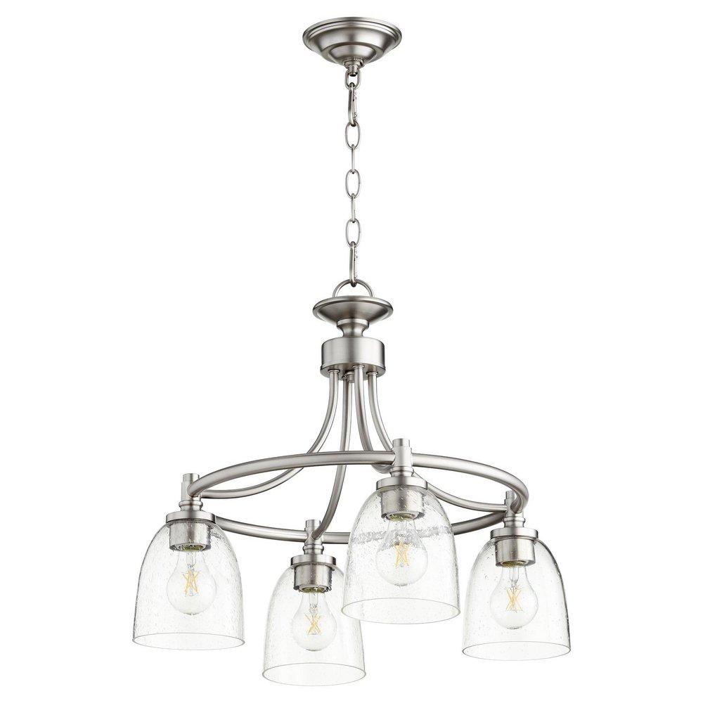 Quorum International Satin Nickel 100W 4-Light Medium E-26 Incandescent Chandelier 