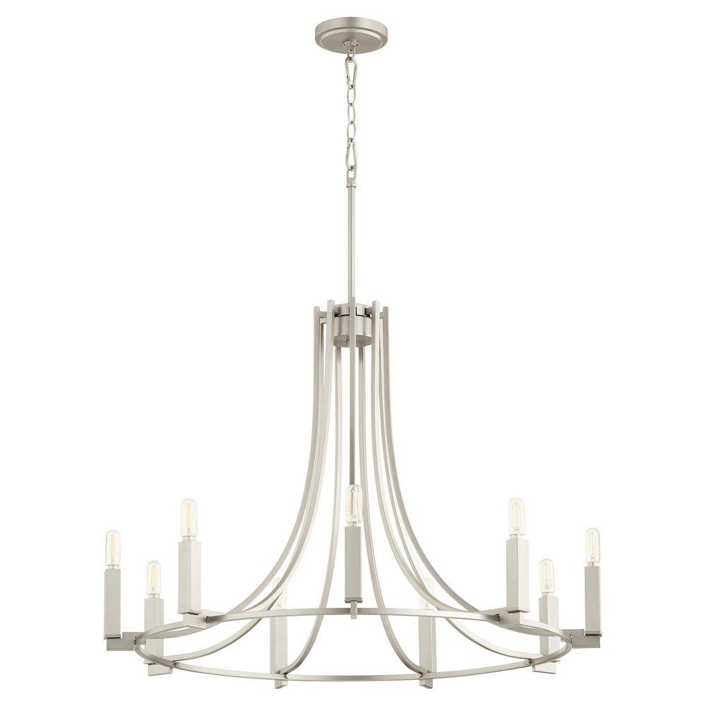 Quorum International Satin Nickel 60W 9-Light Candelabra E-12 Chandelier 