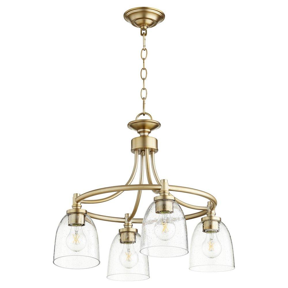Quorum International Aged Brass 100W 4-Light Medium E-26 Incandescent Chandelier 