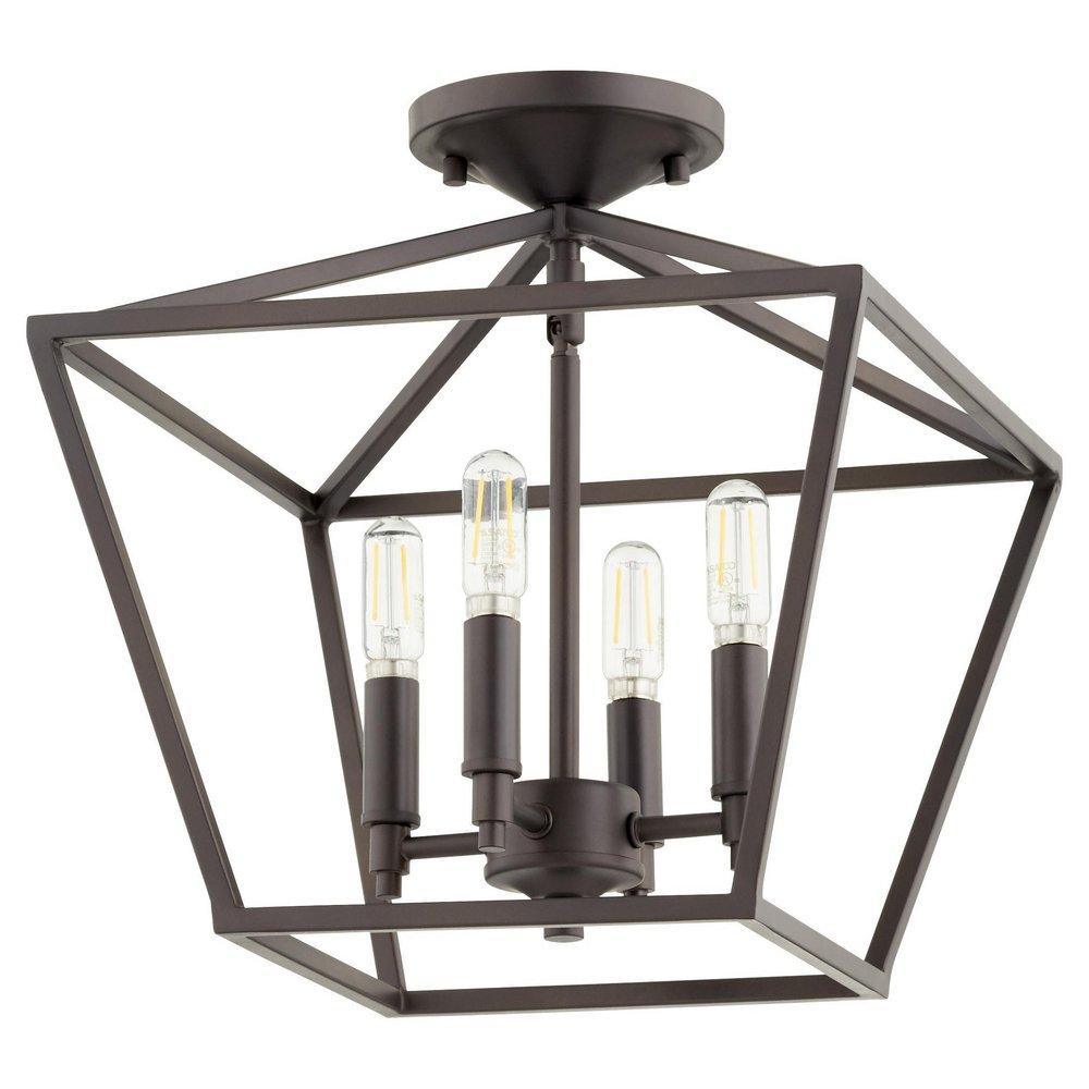 Quorum International Oiled Bronze 60W 4-Light Candelabra E-12 Semi-Flush Mount Ceiling Fixture 