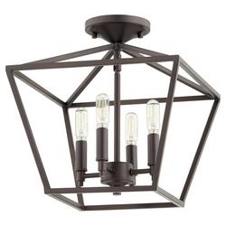 60W 4-Light Candelabra E-12 Semi-Flush Mount Ceiling Fixture in Oiled Bronze