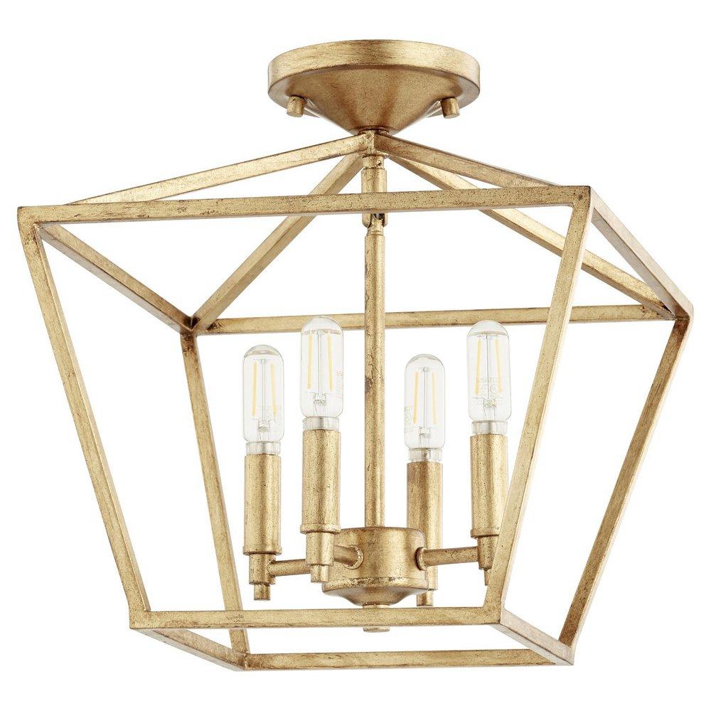 Quorum International Gold Leaf 60W 4-Light Candelabra E-12 Semi-Flush Mount Ceiling Fixture 