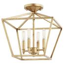 Quorum International Gold Leaf 60W 4-Light Candelabra E-12 Semi-Flush Mount Ceiling Fixture 