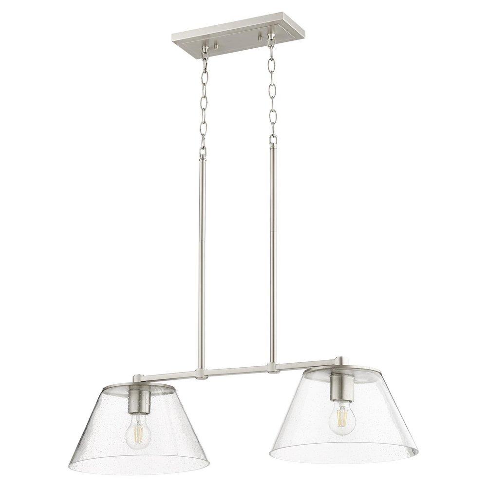 Quorum International Satin Nickel 100W 2-Light Medium E-26 Incandescent Clear Seeded Glass Island Light 