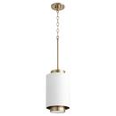 Quorum International Studio White/Aged Brass 8 in. 100W 1-Light Medium E-26 Incandescent Pendant 