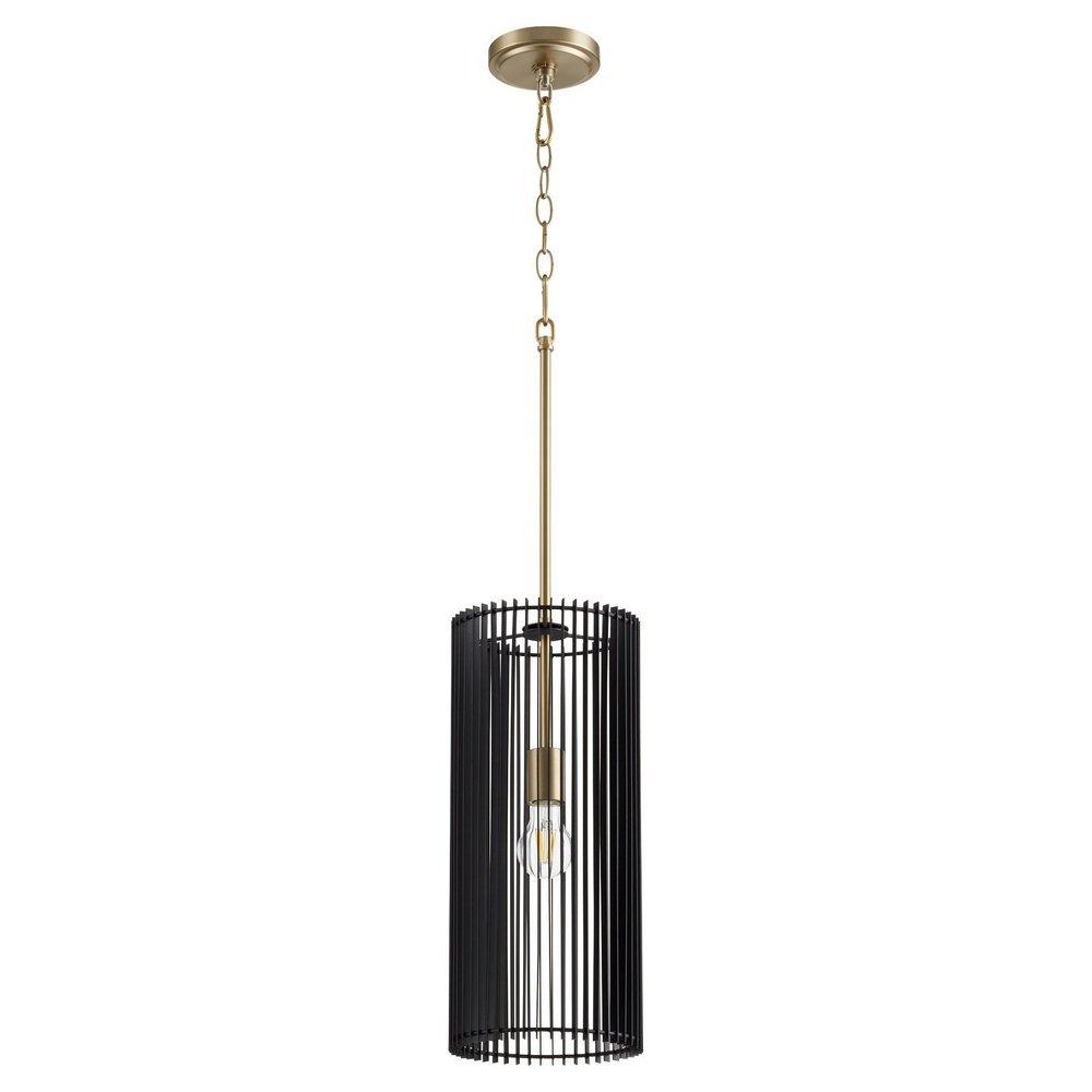 Quorum International Aged Brass 8 in. 100W 1-Light Medium E-26 Incandescent Pendant 