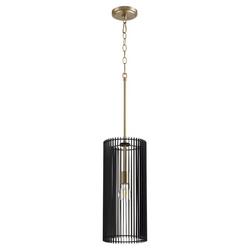 8 in. 100W 1-Light Medium E-26 Incandescent Pendant in Aged Brass
