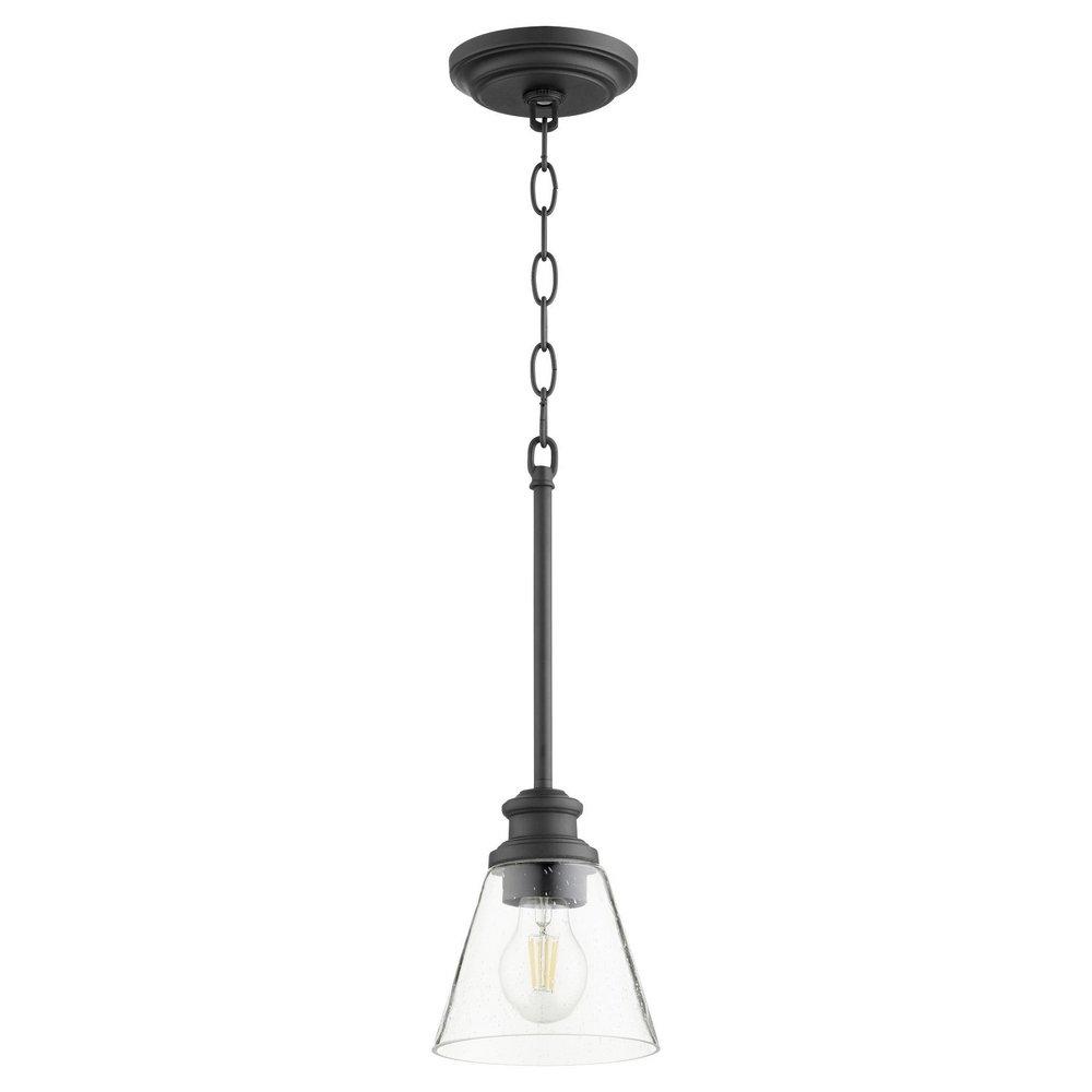 Quorum International Noir 6 in. 100W 1-Light Medium E-26 Incandescent Clear Seeded Glass Pendant 