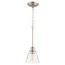 6 in. 100W 1-Light Medium E-26 Incandescent Clear Seeded Glass Pendant in Satin Nickel