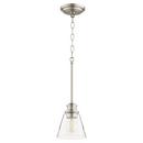 Quorum International Satin Nickel 6 in. 100W 1-Light Medium E-26 Incandescent Clear Seeded Glass Pendant 