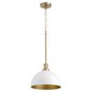 Quorum International Studio White/Aged Brass 100W 1-Light Medium E-26 Clear Glass Pendant 