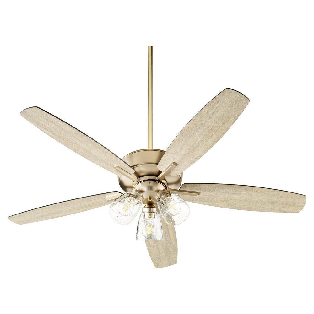 Quorum International Aged Brass 52 in. 57W 3-Blade Ceiling Fan with Incandescent Light 