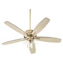 Quorum International Aged Brass 52 in. 57W 3-Blade Ceiling Fan with Incandescent Light 