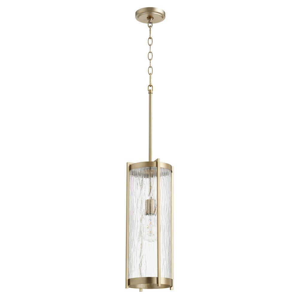 Quorum International Aged Brass 6-1/2 in. 100W 1-Light Medium E-26 Clear Glass Pendant 