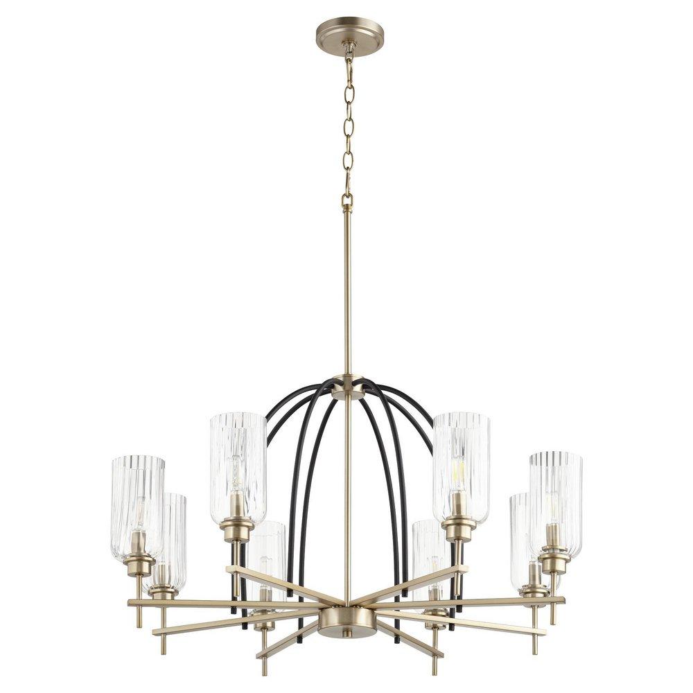 Quorum International Noir/Aged Brass 60W Candelabra E-12 Incandescent Chandelier in Noir with Aged Brass 