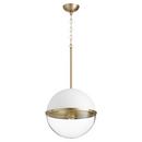 Quorum International Studio White/Aged Brass 14-3/4 in. 60W 1-Light Medium E-26 Incandescent Clear Glass Pendant 