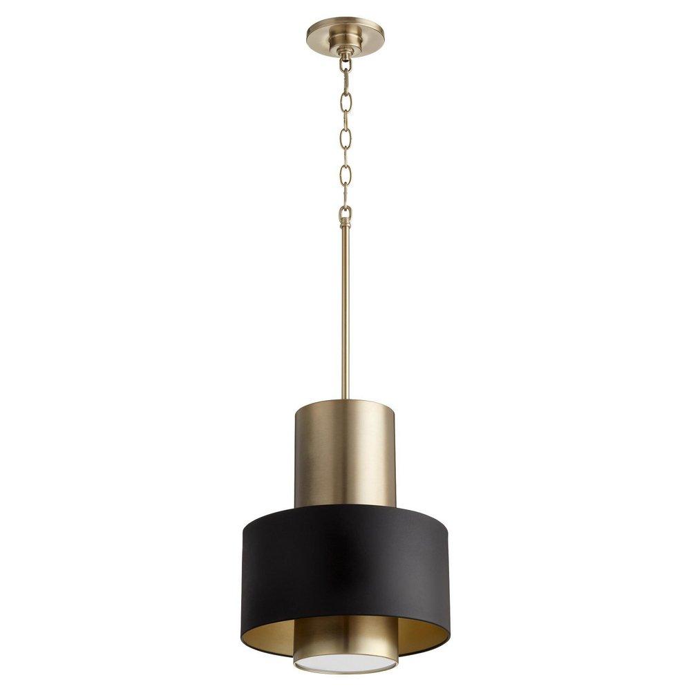 Quorum International Noir/Aged Brass 12 in. 100W 1-Light Medium E-26 Incandescent Pendant 