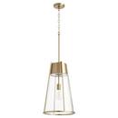 Quorum International Aged Brass 13 in. 100W 1-Light Medium E-26 Incandescent Clear Glass Pendant 