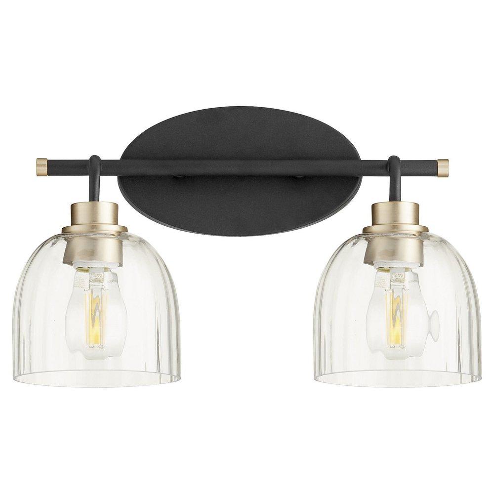 Quorum International Noir/Aged Brass 100W Medium E-26 Vanity Fixture in Noir with Aged Brass 